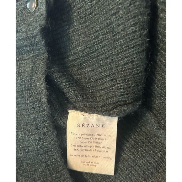 Sezane Women's Sz M Barry Cardigan Green Sweater Mohair Blend Alpacha - Picture 4 of 5